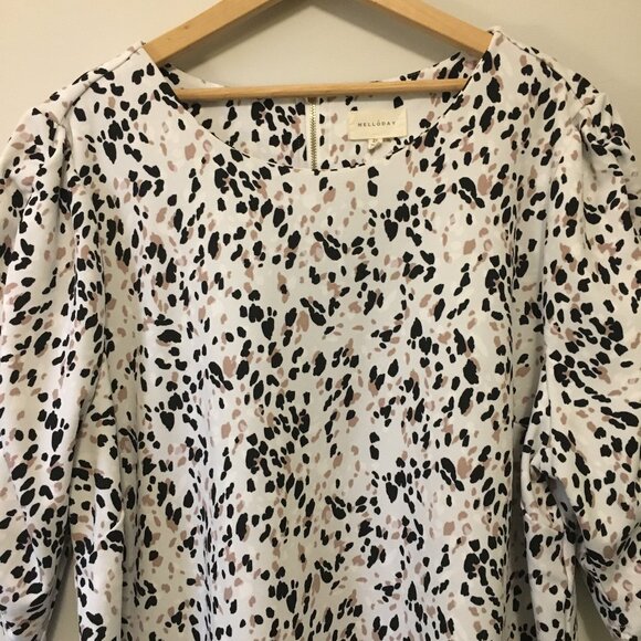 MELLODAY Cheetah Print Ruched Half Sleeve Top - 2X - Picture 4 of 15